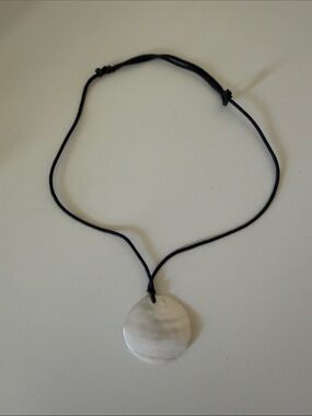 Shell Pendant Cord Necklace in White